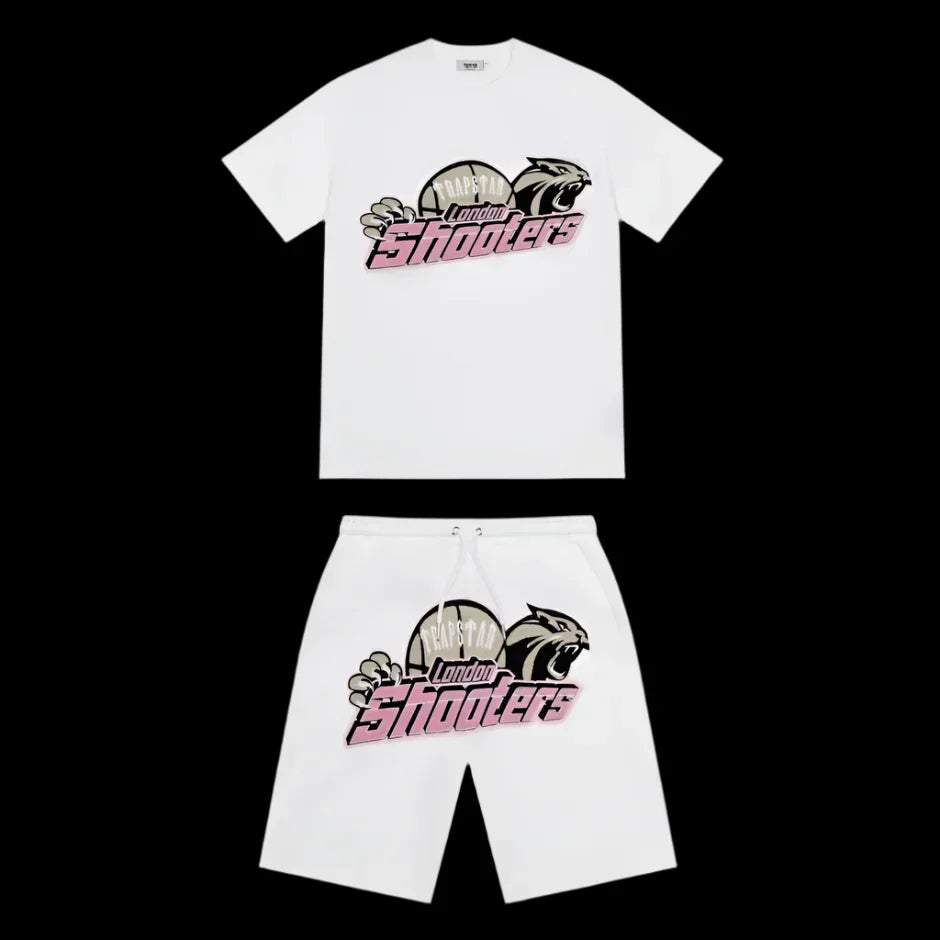 Trapstar Shooters Short Set White/Pink