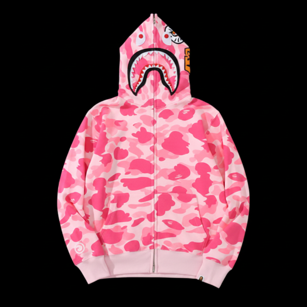 Bape Zip Up Hoodie Pink