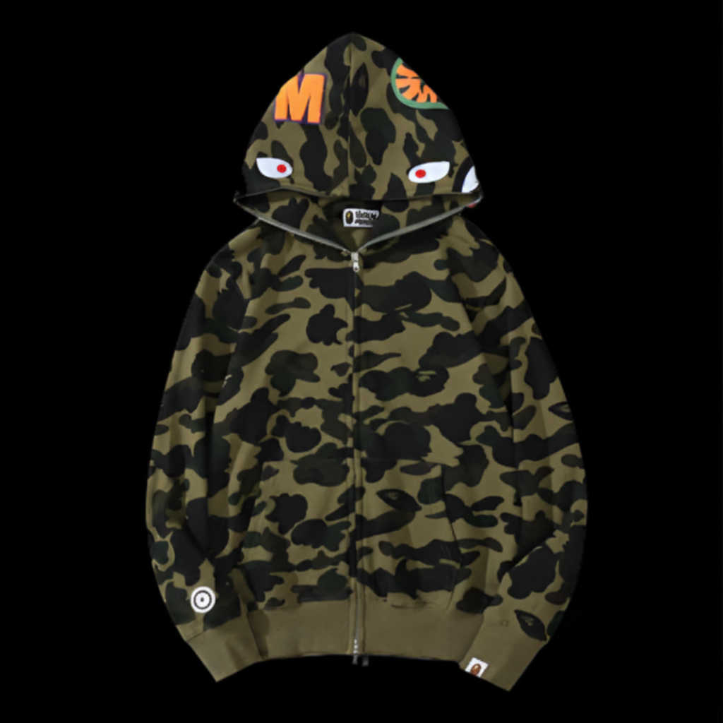 Bape Zip Up Hoodie Camo Green