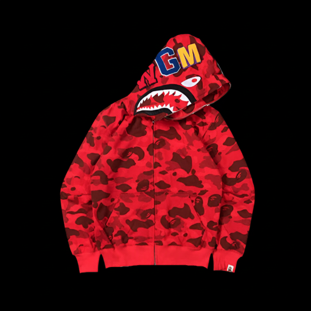 Bape Zip Up Hoodie Red