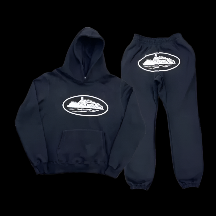 Corteiz Alcatraz Black Hoodie Set