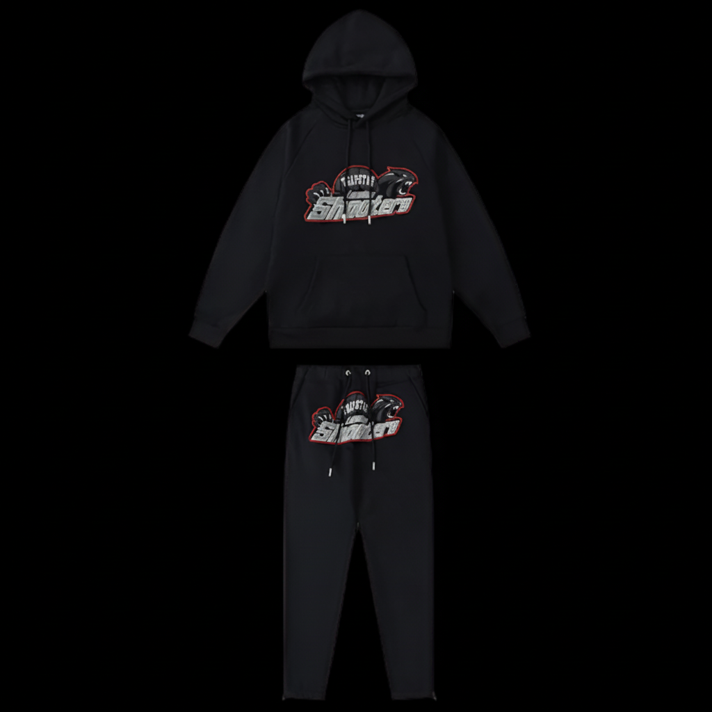 Trapstar Shooters Black & Red Hoodie Set