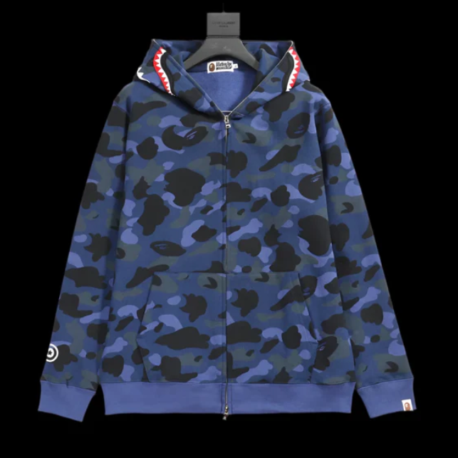 Bape Zip Up Hoodie Navy