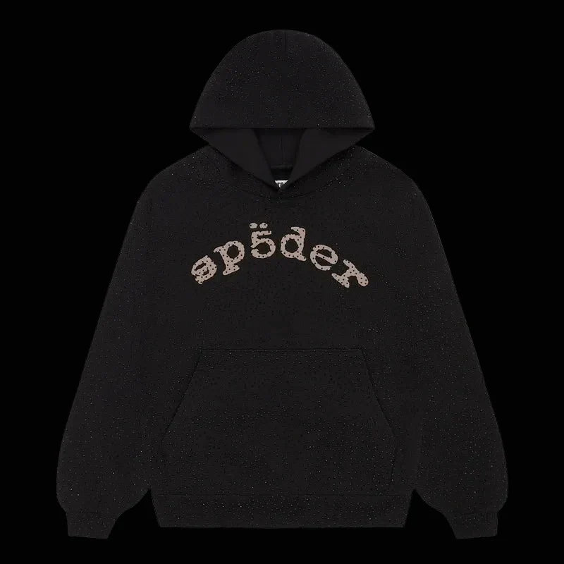 Rhinestone Sp5der Hoodie Black